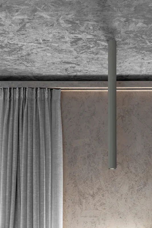 Pendant light and curtain in the bedroom